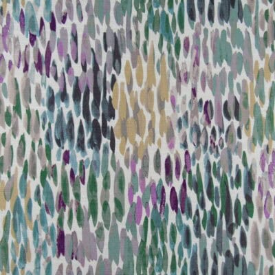Make It Rain Seaglass 1.5 Yard Remnant fabric features a watercolor design in green, purple, gold, taupe for drapery, bedding, upholstery, pillows or cushions. 1 1/2 yard remnant for $12.00