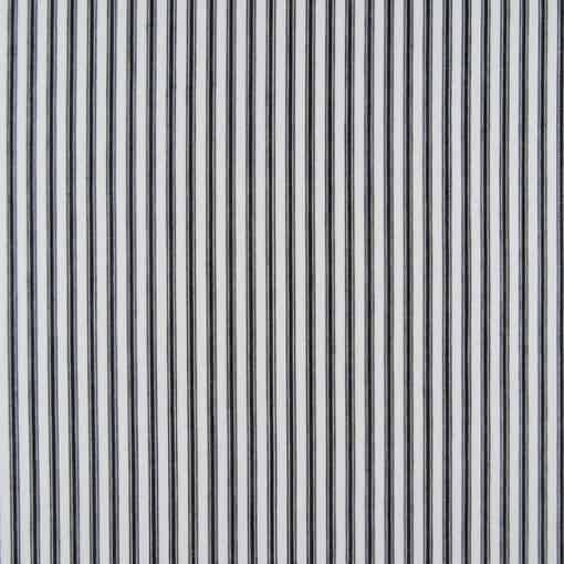 Covington Fabrics New Woven Ticking 93 Black classic cotton ticking stripe in black and white for upholstery, drapery, bedding, bed skirts.