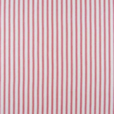 Covington Fabrics New Woven Ticking Sorbet classic cotton ticking stripe in rose pink and white for upholstery, drapery, bedding, bed skirts.