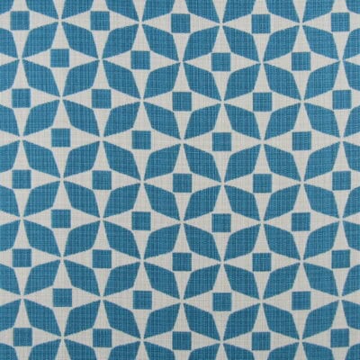 Outdura Marquee Turquoise 13 Yard Remnant 100% solution dyed acrylic geometric design in aqua and beige for outdoor patio cushions, pillows, furniture upholstery. 13 Yard Remnant for $130.00