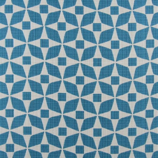Outdura Marquee Turquoise 13 Yard Remnant 100% solution dyed acrylic geometric design in aqua and beige for outdoor patio cushions, pillows, furniture upholstery. 13 Yard Remnant for $130.00