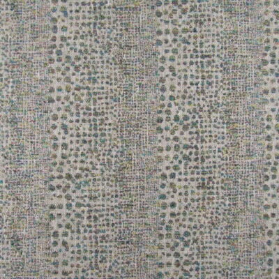 Trevi Fabrics Tic Tac Spring showcases a textured stripe pattern with eye-catching dots in green and aqua, ideal for furniture upholstery, cushions, pillows.