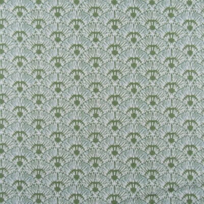 Lacefield Designs’ Whitby Meadow features a fan pattern with Asian-inspired flair in shades of green and aqua. Printed on high-quality, weighty cotton, this fabric is ideal for upholstery, drapery, pillows, and other decorative projects.