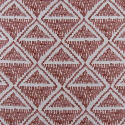 Mill Creek Fabrics Set Up Carnelian durable jacquard weave diamond design in red and off-white for furniture upholstery, pillows, cushions. On Sale!