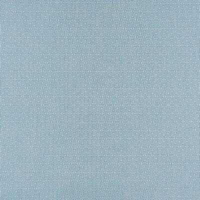 Covington Outdoor Detour Caribe small geometric design in aqua and white for upholstery, patio cushions, pillows and other outdoor projects.